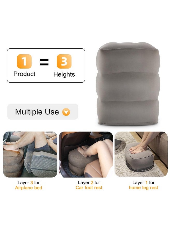 Maliton Inflatable Travel Foot Rest Pillow, Kids Airplane Bed, Adjustable Height Leg Pillow, Make a Flat Bed for Toddler, Fits for Airplane, car（Grey, 2 Pack） - Image 3