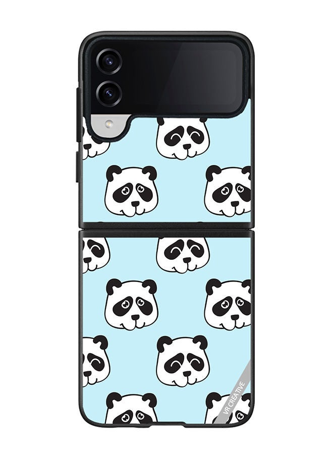 VR CREATIVE Protective Case Cover For Samsung Galaxy Z Flip4 Funny Heads In Panda Style Design Multicolour - Image 1