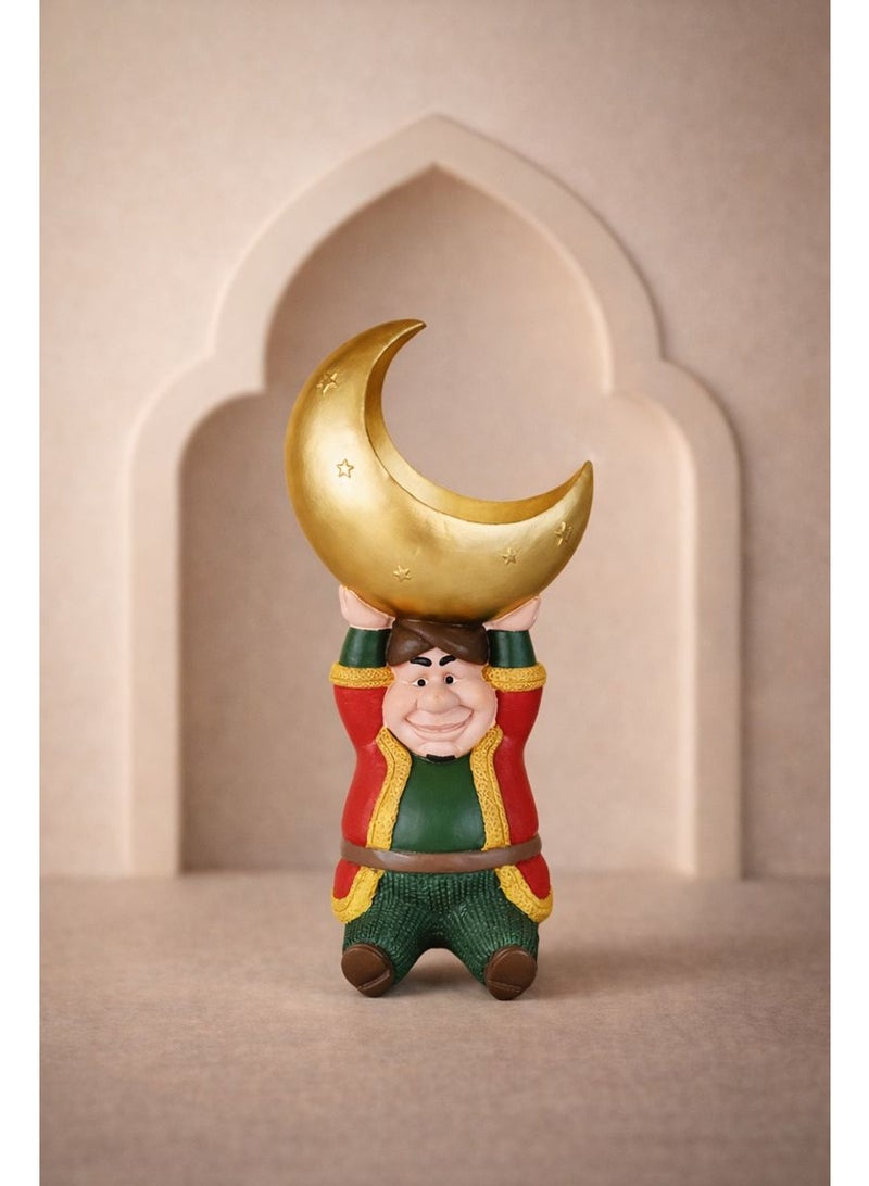 Home Care Resin Middle Eastern Style Moon Lifter, Muslim Eid Al-Fitr Decorative Colourful Painted, Rectangular, Multi-Purpose, Tabletop Display 12X24 cm - Image 3