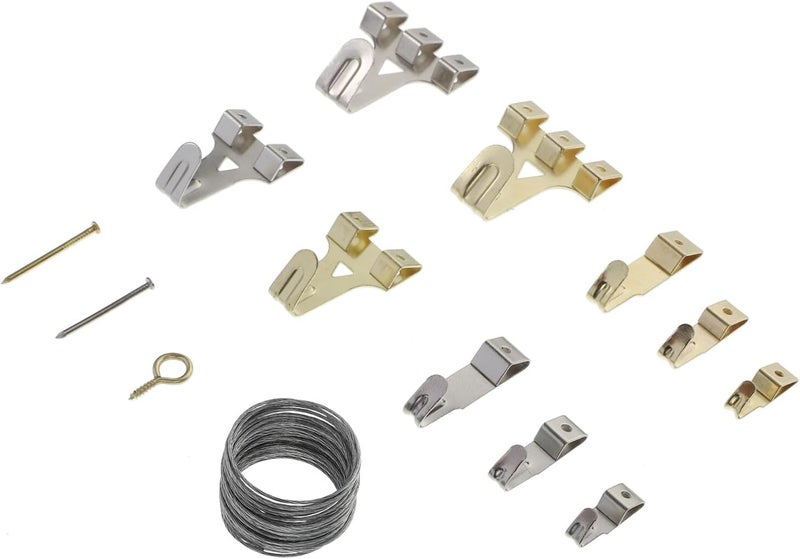 243pcs Reinforced Invisible Picture Frame Hooks Set, Multifunctional Heavy Duty Wall Hangers for Photo Display and Painting Mounting, Gold and Silver Frame Accessory Kit for Home - Image 1