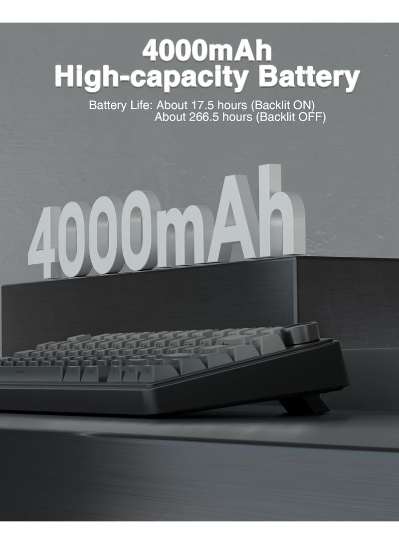 AULA F75 Mechanical Keyboard Gaming, 2.4 GHz/Type-C/BT5.0 Wireless Gaming Keyboard 75 Percent, Side Engraved, Structure of Seal, Hot Swappable Wireless Keyboard RGB (Grey with Colour Gradient) - Image 5