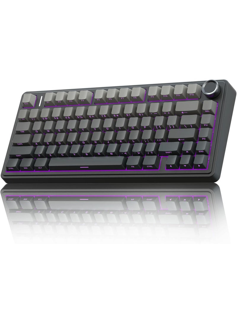 AULA F75 Mechanical Keyboard Gaming, 2.4 GHz/Type-C/BT5.0 Wireless Gaming Keyboard 75 Percent, Side Engraved, Structure of Seal, Hot Swappable Wireless Keyboard RGB (Grey with Colour Gradient) - Image 1