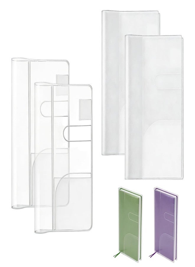 Mtuiewo 4 PCS Clear & Frosted Plastic Covers – Compatible with Hobonichi Techo Weeks 2026 Planner (Jan/Apr Start) and Mega – Not Flimsy, Flexible & Durable – Notebook Protector with Pen Loop and Card Pockets - Image 1