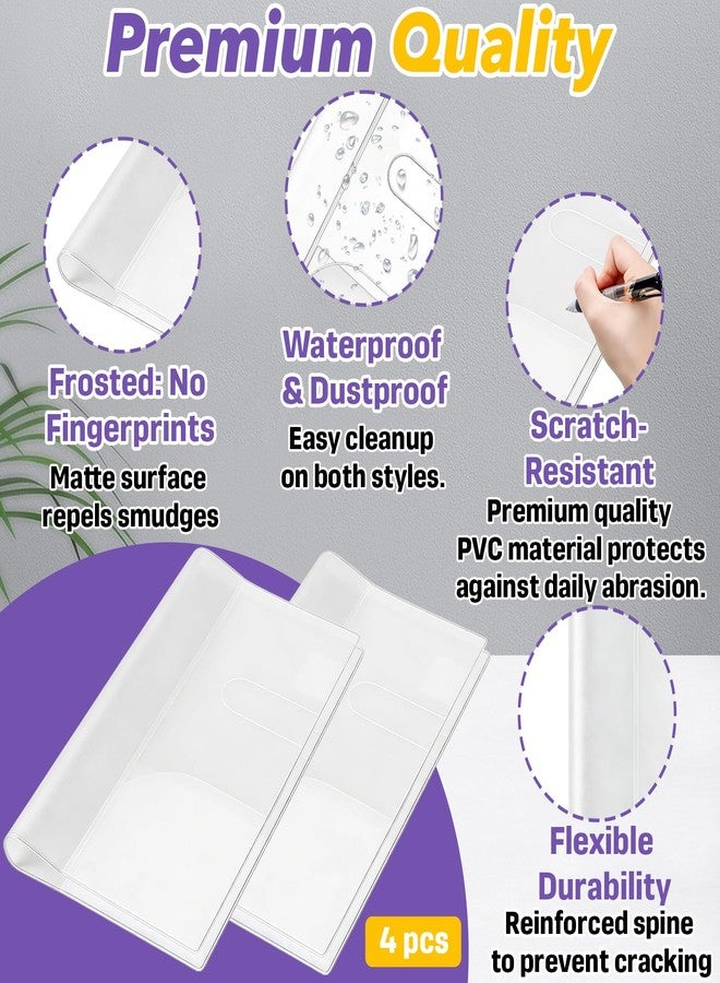 Mtuiewo 4 PCS Clear & Frosted Plastic Covers – Compatible with Hobonichi Techo Weeks 2026 Planner (Jan/Apr Start) and Mega – Not Flimsy, Flexible & Durable – Notebook Protector with Pen Loop and Card Pockets - Image 4