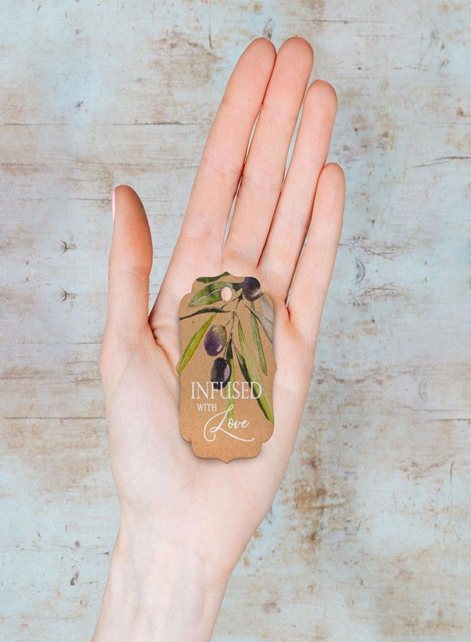 Summer-Ray.com Summer-Ray 50pcs Watercolor Olive Twig Infused with Love Gift Tags Olive Our Love and Thanks Greek Wedding (Kraft Brown, Little Violin) - Image 3