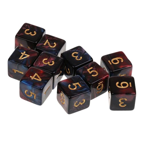 Yiotfandoll 10PCS Polyhedral Dice D6 Acrylic 16mm 6 Sided Double Color Game Dice for RPG MTG DND Table Games Red Blue - Image 1