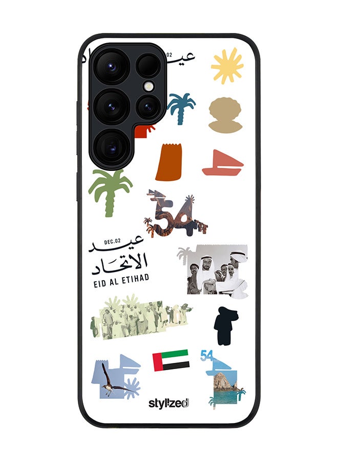 Stylizedd Cover for Samsung Galaxy S24 Ultra Case, Rugged Black Slim fit Soft Flexible Anti Drop TPU Gel Thin Protective Phone Cases- Eid Al Etihad 54th UAE National Day, White - Image 1