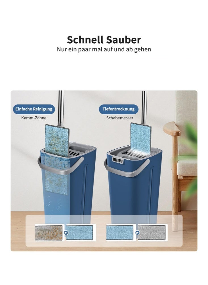 Ayda ممسحة مسطحة لغسل اليدين ممسحة سحرية مع دلو، أزرق - Image 2