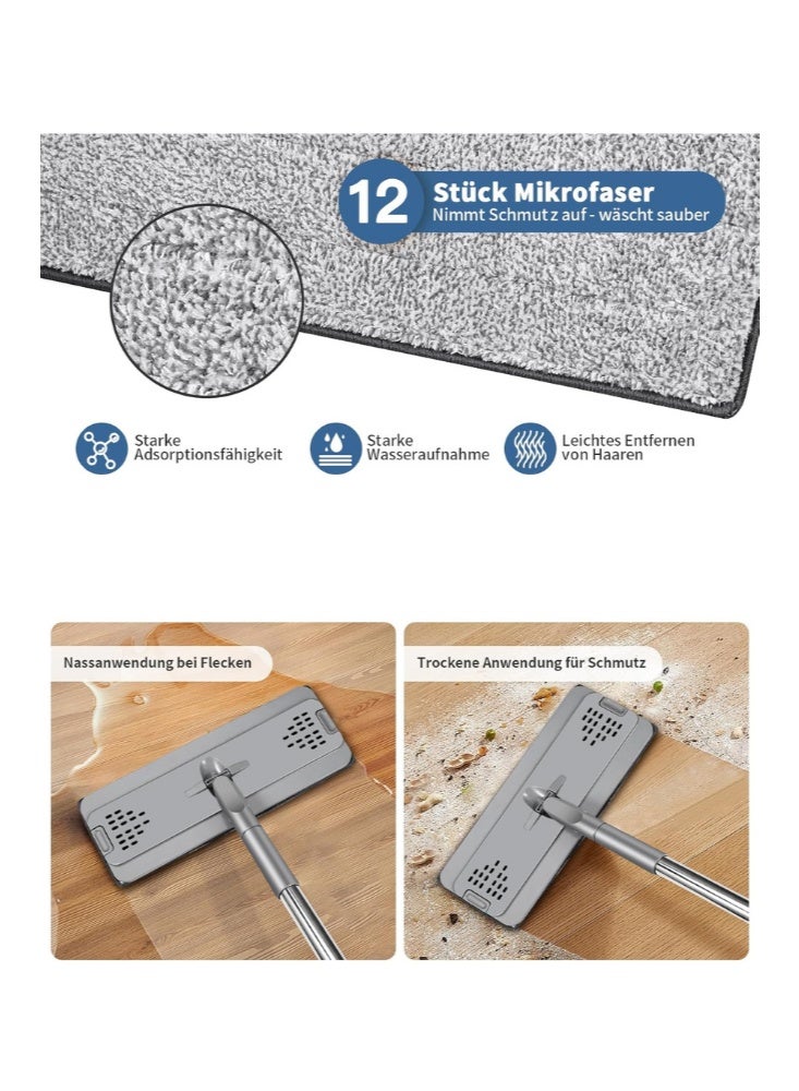 Ayda ممسحة مسطحة لغسل اليدين ممسحة سحرية مع دلو، أزرق - Image 4