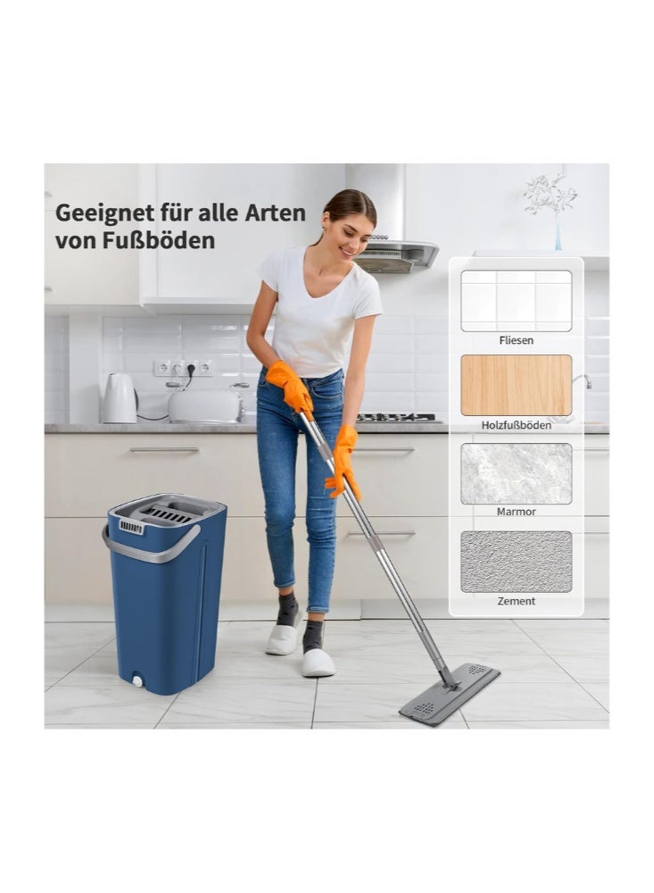 Ayda ممسحة مسطحة لغسل اليدين ممسحة سحرية مع دلو، أزرق - Image 5