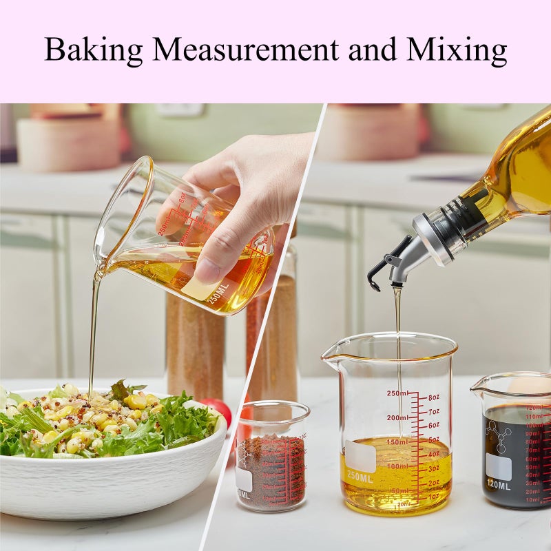 Ackers BORO3.3 3 Piece High Borosilicate Glasss Liquid Measuring Cups, Includes 150ml(5OZ),250ml(8OZ),and 500ml(16OZ), Dishwasher, Freezer, Microwave, and Preheated Oven Safe, Essential Kitchen Tools - Image 4