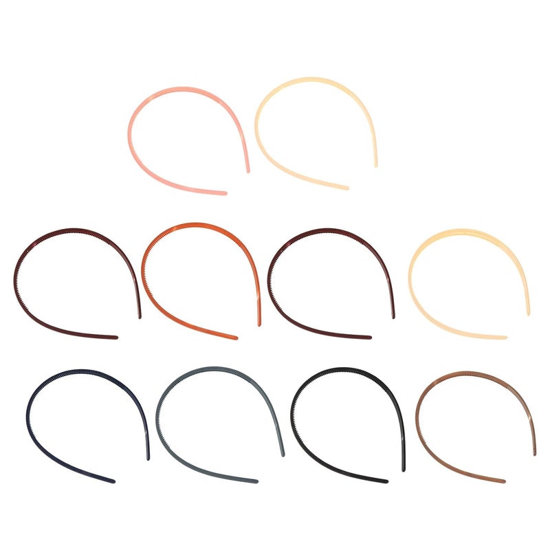 Ciieeo 10 Pieces Candy Color Plain Headband Hair Hoop with Teeth Non-slip Hair Band for Teens Women Daily Wear Random Color - Image 1