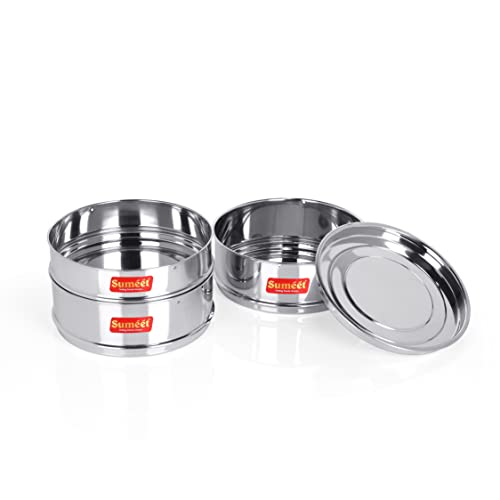 Sumeet Stainless Steel Stackable Container with Lid | Deep & Flat | Suitable for 6.5 Ltr Inner & Outer Lid Cooker | Ideal for Food Storage & Organization - Image 3