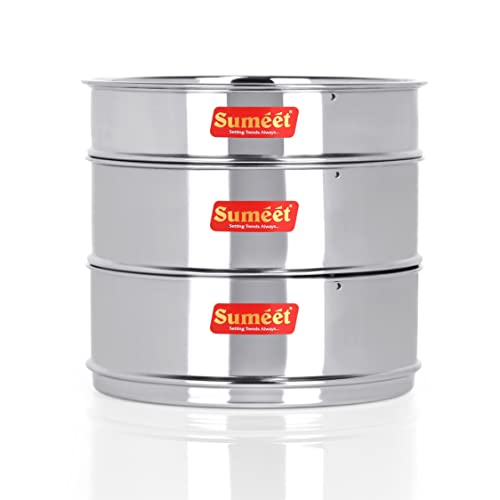 Sumeet Stainless Steel Stackable Container with Lid | Deep & Flat | Suitable for 6.5 Ltr Inner & Outer Lid Cooker | Ideal for Food Storage & Organization - Image 1