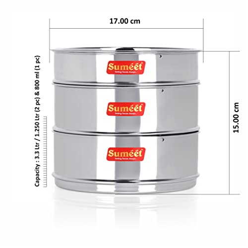 Sumeet Stainless Steel Stackable Container with Lid | Deep & Flat | Suitable for 6.5 Ltr Inner & Outer Lid Cooker | Ideal for Food Storage & Organization - Image 4
