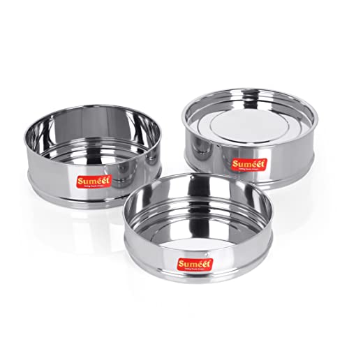 Sumeet Stainless Steel Stackable Container with Lid | Deep & Flat | Suitable for 6.5 Ltr Inner & Outer Lid Cooker | Ideal for Food Storage & Organization - Image 5
