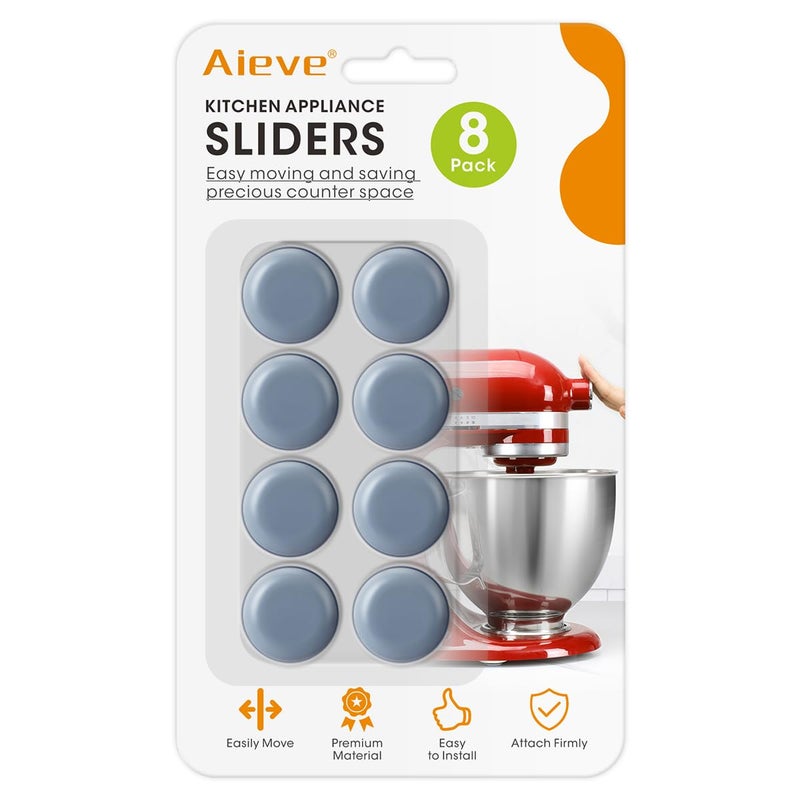 AIEVE أجهزة Aieve المنزلية المتحركة، 8 قطع منزلقات صغيرة للأجهزة، عجلات لاصقة للمنزل، أدوات مطبخ ضرورية للخلاطات، صانعات القهوة، والمقالي الهوائية - Image 1
