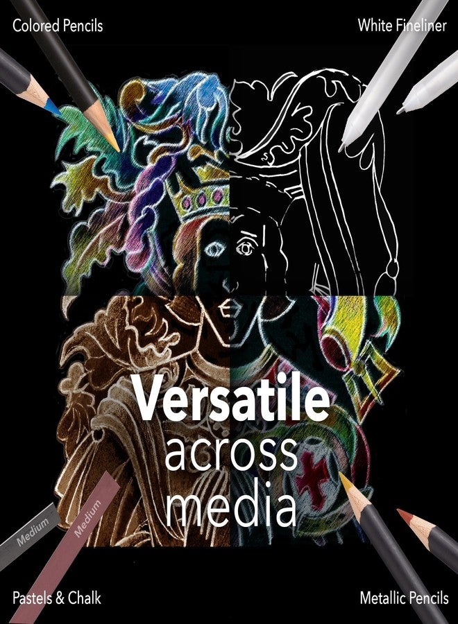 Castle Art Supplies Heavy Black Sketchpad Paper 9 x 12in | 2-Pack | 50 Sheets Each (150gsm/92lb) Artist Paper | Smooth, Silky Black Surface | Vivid Results with Pencils, Pens, Pastels (9 x 12, 2-pack) - Image 3
