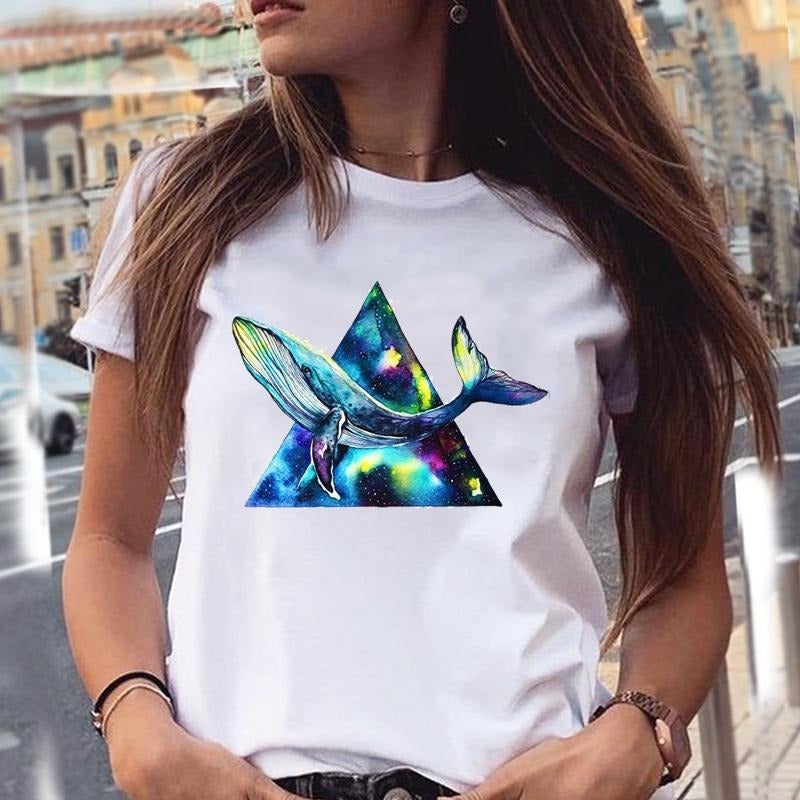 Foreign Trade European Size Summer Women's T-Shirt Funny Graphic Print Women's Fashion Print Top Short Sleeve - Image 1