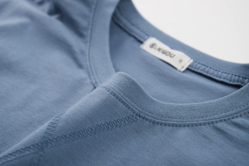 KLIEGOU Mens Cotton Hipster Hip Hop Longline Long Sleeve T Shirt 67(Light Blue L) - Image 2
