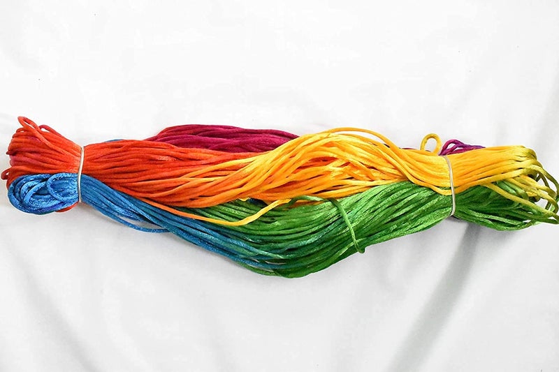 OMX 2.5 MM Thick, Total 120 Mtr (2 Rolls, 60 Mtr in 1 Roll). Thick Malai Macrame Cord/Malai Dori/Silk Macrame, Bugtail Satin Cord Shamballa Beading Kumihimo String (Multi) - Image 4