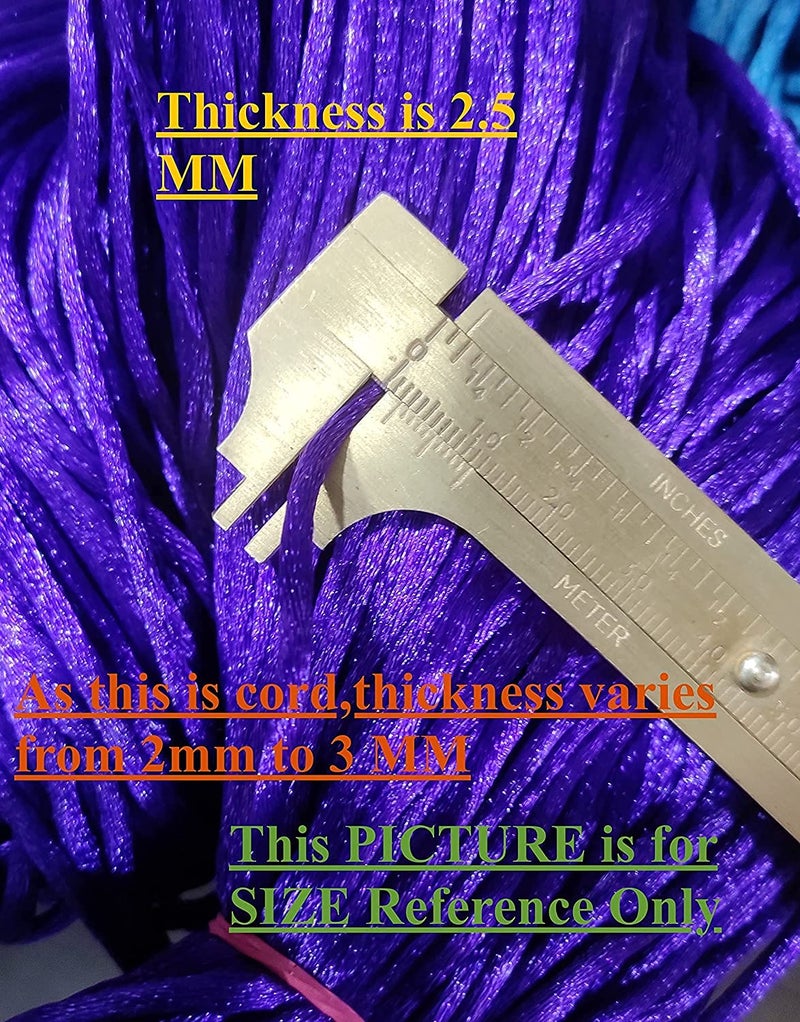 OMX 2.5 MM Thick, Total 120 Mtr (2 Rolls, 60 Mtr in 1 Roll). Thick Malai Macrame Cord/Malai Dori/Silk Macrame, Bugtail Satin Cord Shamballa Beading Kumihimo String (Multi) - Image 2