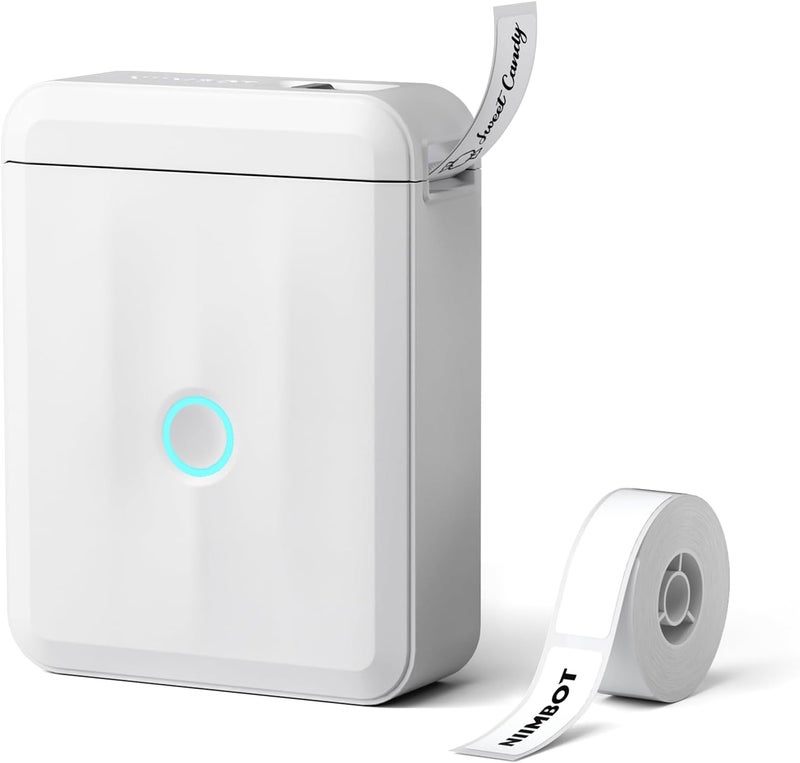Label Maker Bluetooth Label Printer Household Organization D110 Label Maker Machine with Tape, Portable Sticker Maker for School Kids Office File Labeling, Quick Home Use, White - Image 1