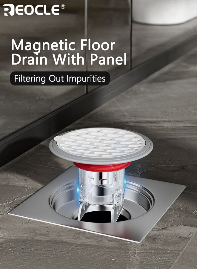 ريوكل دش الطابق استنزاف مانع التدفق العكسي المجاري الأساسية المضادة للرائحة التوصيل استنزاف غطاء سدادة مع ختم سيليكون مناسبة للمطبخ الحمام غرفة الغسيل حوض حوض وحماية استنزاف الدش - Image 1