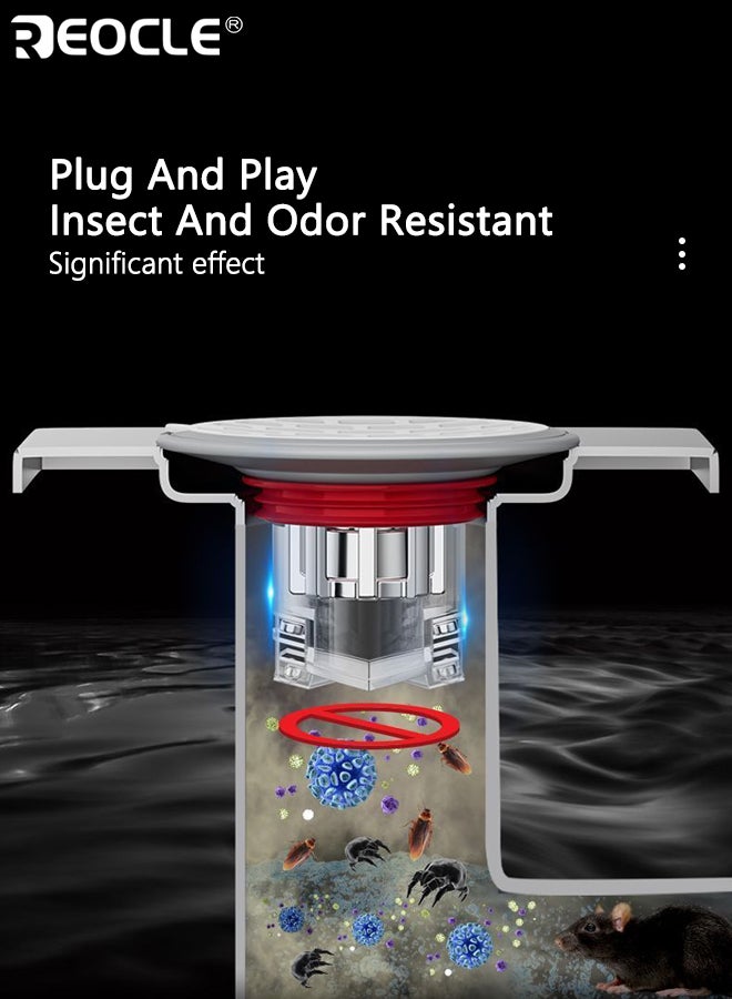 ريوكل دش الطابق استنزاف مانع التدفق العكسي المجاري الأساسية المضادة للرائحة التوصيل استنزاف غطاء سدادة مع ختم سيليكون مناسبة للمطبخ الحمام غرفة الغسيل حوض حوض وحماية استنزاف الدش - Image 3