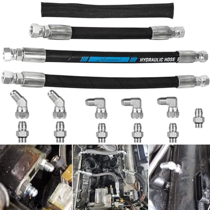 Camoo High Pressure Oil Pump Lines HPOP Hoses Kit & Crossover Fittings Kit For 1999-2003 Ford 7.3L Powerstroke Diesel Engines E350 E450 E550 Excursion F250 F350 F450 F550 F650 F750 - Image 4