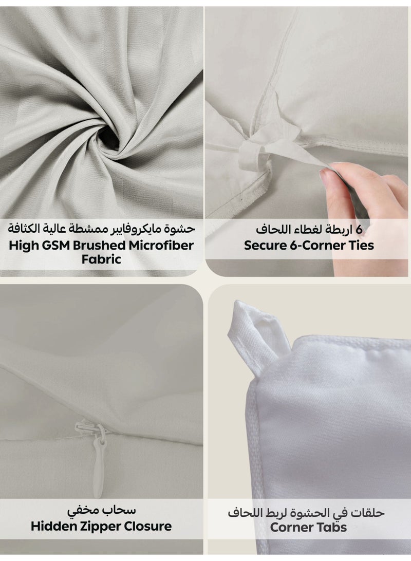 دوناتيلا مفرش سرير مزدوج مايكروفايبر يناسب سرير 200×200 سم 8 قطع حشوة قابلة للنزع بتصميم مقلم - Image 5