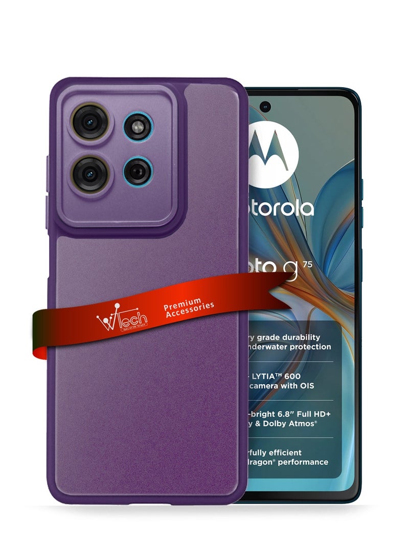 Wtech Motorola Moto G75 5G 2024 Hybrid Silicone with Translucent Back Protective Lens Shield Case Cover - Purple - Image 1