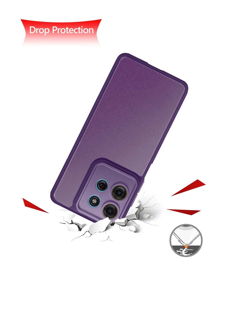 Wtech Motorola Moto G75 5G 2024 Hybrid Silicone with Translucent Back Protective Lens Shield Case Cover - Purple - Image 4