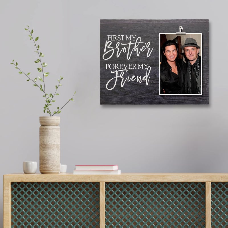 Zennlab Brother Picture Frame يحمل 4 × 6 صورة ريفي سوداء الخشب إطار 9.84 × 7.87 بوصة للأخ من الأخت - Image 3