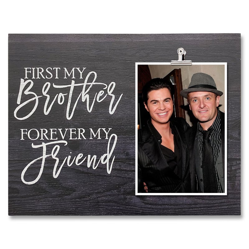 Zennlab Brother Picture Frame يحمل 4 × 6 صورة ريفي سوداء الخشب إطار 9.84 × 7.87 بوصة للأخ من الأخت - Image 1