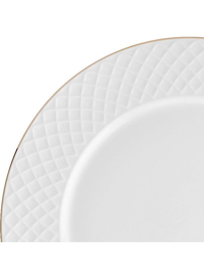 Mikasa طقم أدوات مائدة ميكاسا تريليس ذهبي الحافة من البورسلين الخفيف الوزن المقاوم للكسر 12 قطعة خدمة لـ 4 - Image 3