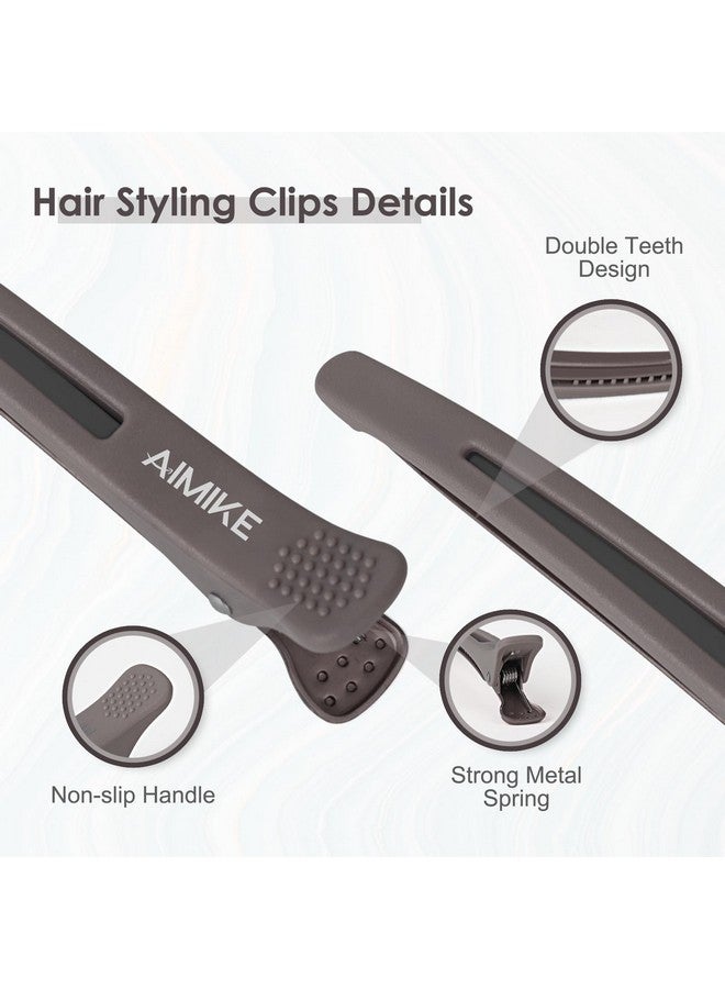 AIMIKE 12Pcs Hair Clips For Styling Sectioning No Crease Duck Billed Hair Clips With Silicone Band Hair Styling Clips Hair Roller Clips Salon Hair Sectioning Clips Hair Cutting Clips Neutral - Image 4