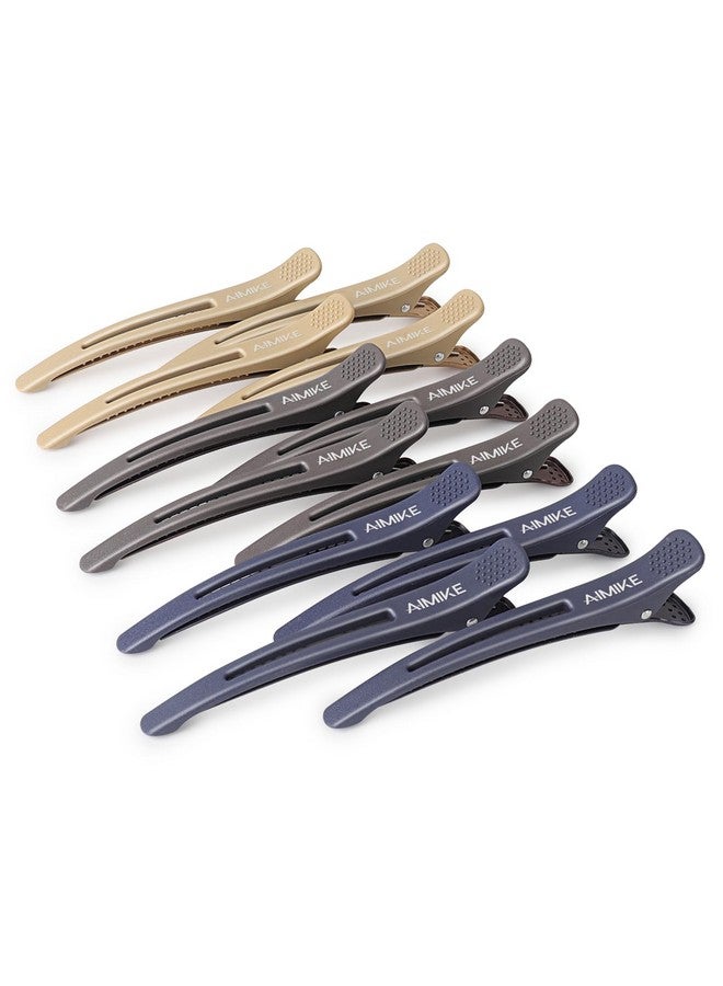 AIMIKE 12Pcs Hair Clips For Styling Sectioning No Crease Duck Billed Hair Clips With Silicone Band Hair Styling Clips Hair Roller Clips Salon Hair Sectioning Clips Hair Cutting Clips Neutral - Image 1