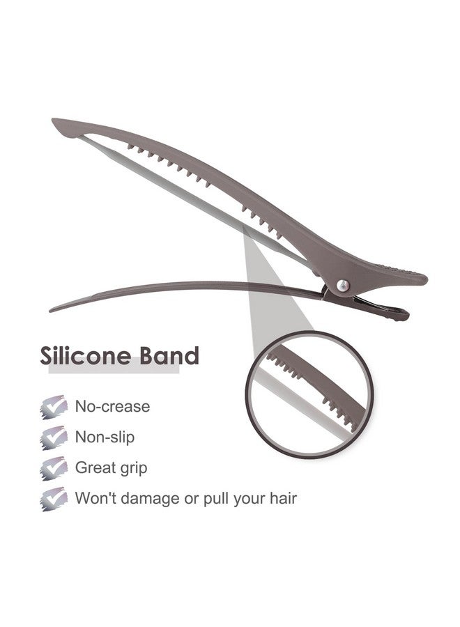 AIMIKE 12Pcs Hair Clips For Styling Sectioning No Crease Duck Billed Hair Clips With Silicone Band Hair Styling Clips Hair Roller Clips Salon Hair Sectioning Clips Hair Cutting Clips Neutral - Image 3