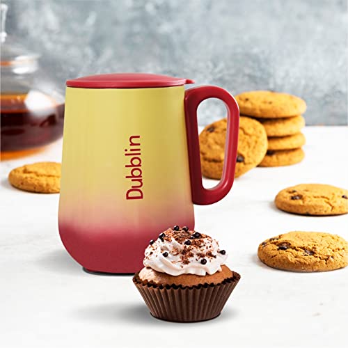 DUBBLIN Rugby Stainless Steel Unbreakable Tea Coffee Mug Double Wall with Handle and Lid, Wide Mouth Mug Keeps Beverages Hot & Cold 270 ML Red - Image 5