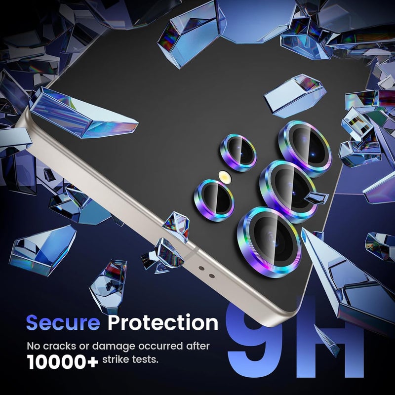 Tensea (3+2 Pack Compatible with Samsung Galaxy S25 Ultra Camera Lens Protector, 9H Tempered Glass, Camera Cover, Screen Protector, Metal, Custom Ring, Installation Tray) - Image 5