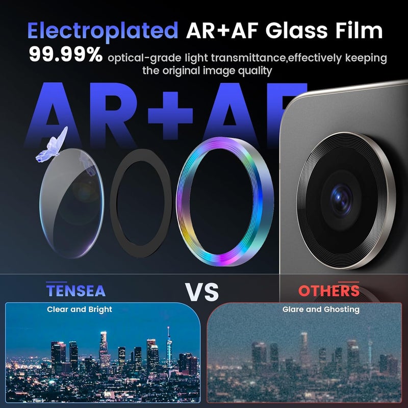 Tensea (3+2 Pack Compatible with Samsung Galaxy S25 Ultra Camera Lens Protector, 9H Tempered Glass, Camera Cover, Screen Protector, Metal, Custom Ring, Installation Tray) - Image 3