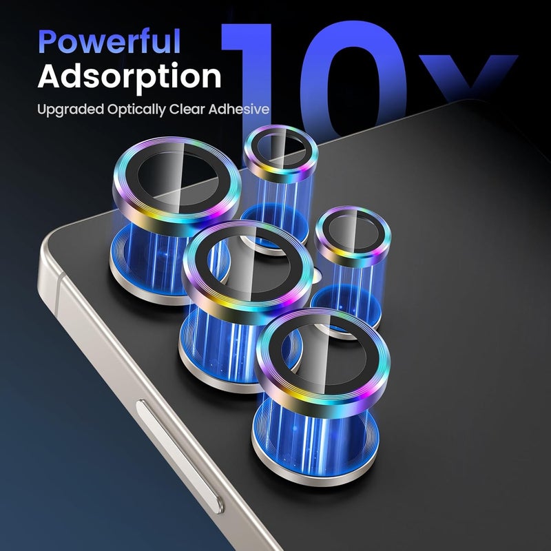 Tensea (3+2 Pack Compatible with Samsung Galaxy S25 Ultra Camera Lens Protector, 9H Tempered Glass, Camera Cover, Screen Protector, Metal, Custom Ring, Installation Tray) - Image 4