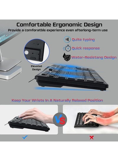 Twisted Mind K19 Kavara Series Combo Wired Keyboard & Mouse 114 Compact Full Layout Adjustable DPI Mouse, English & Arabic Layout Multimedia Keys, Lightweight - Image 4
