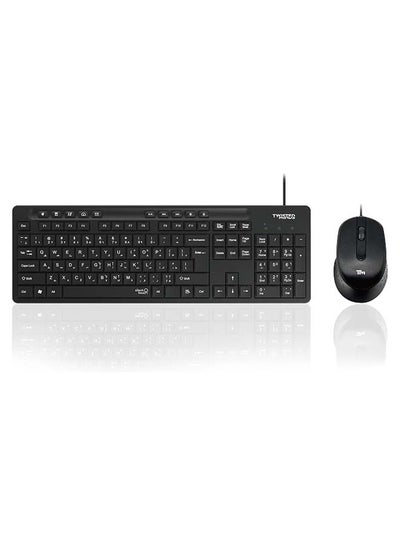 Twisted Mind K19 Kavara Series Combo Wired Keyboard & Mouse 114 Compact Full Layout Adjustable DPI Mouse, English & Arabic Layout Multimedia Keys, Lightweight - Image 1