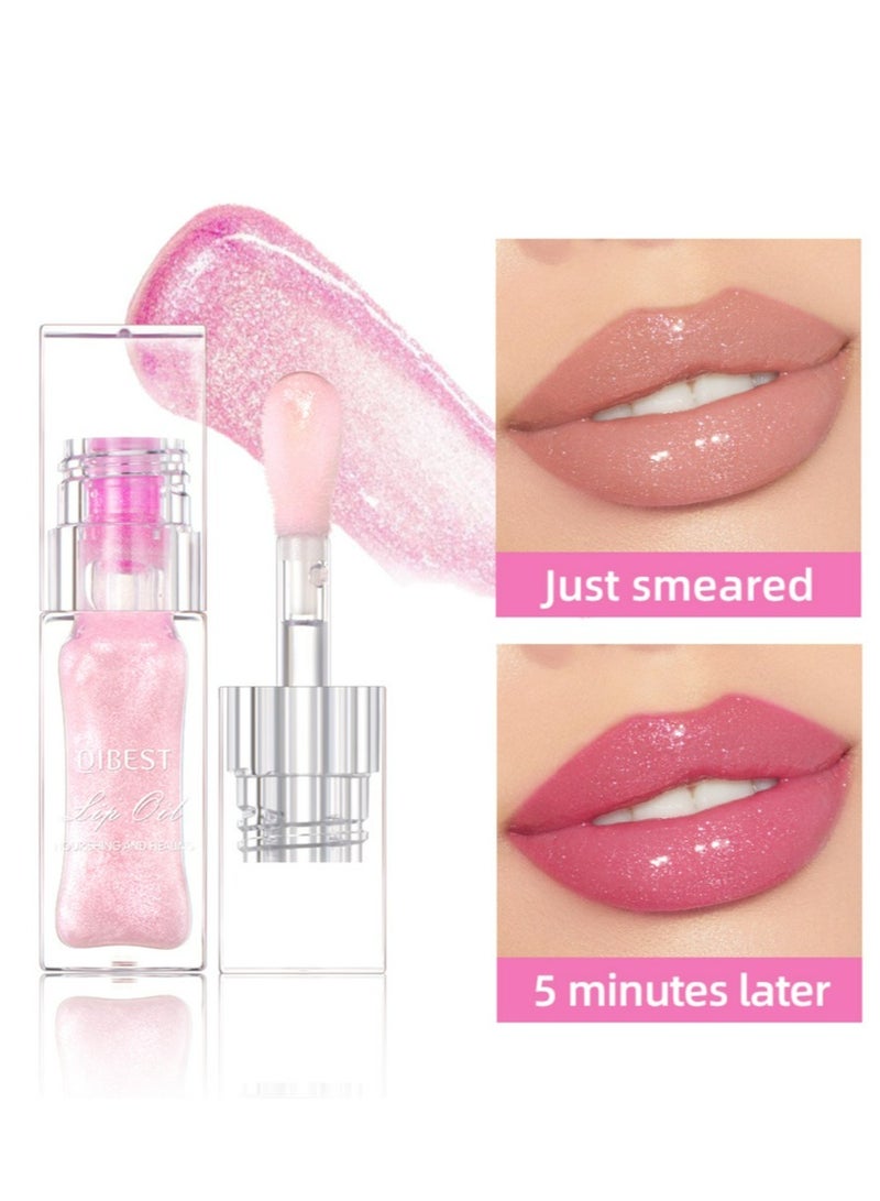 QiBest Color Changing Lip Oil, Magic Warm Change Glitter Lip Gloss, Moisturizing Color Changing Lip Glow Oil with Big Brush, Shimmery Plumping Lip Oil, Long Lasting Nourishing Non-sticky Lip Tint Oil - Image 1