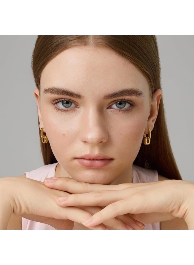 FRUMOS 18K Gold Plated Chunky Hoop Earrings for Women Fashion Thick Gold Hoops Set Jewelry for Birthday Christmas Gifts, Medium, Metal, No Gemstone - Image 4