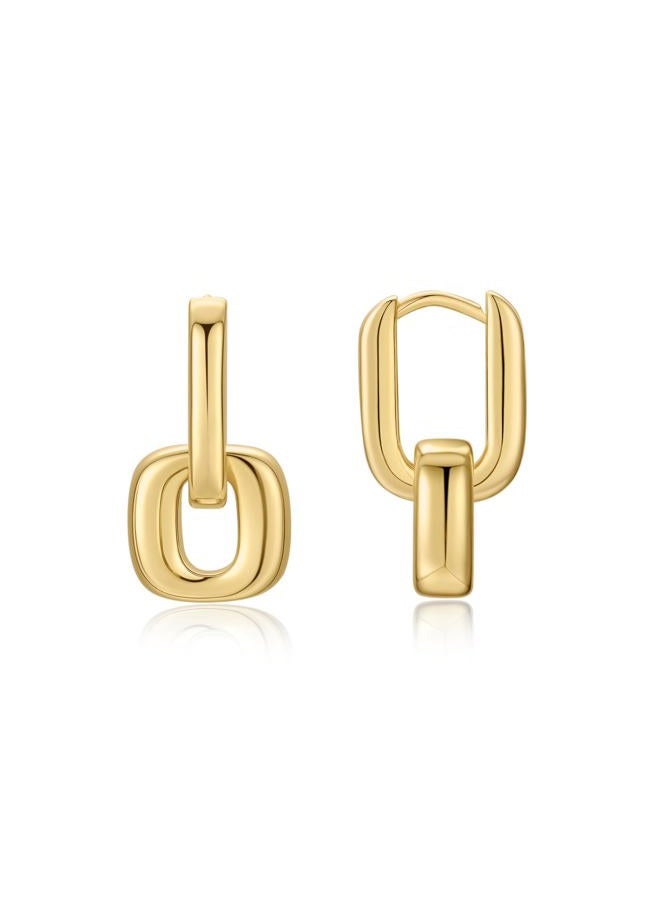 FRUMOS 18K Gold Plated Chunky Hoop Earrings for Women Fashion Thick Gold Hoops Set Jewelry for Birthday Christmas Gifts, Medium, Metal, No Gemstone - Image 1