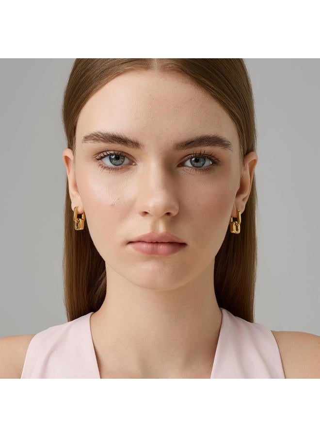 FRUMOS 18K Gold Plated Chunky Hoop Earrings for Women Fashion Thick Gold Hoops Set Jewelry for Birthday Christmas Gifts, Medium, Metal, No Gemstone - Image 2