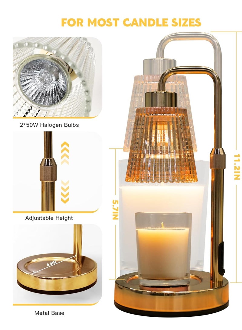 Candle Heating Lamp with Timer Dimmable, Adjustable Height, Housewarming Gift New Home Room Decoration, Birthday Gift for Lady Mom, Canister Candle Warming Wax Lamp with 2 Bulbs - Image 3